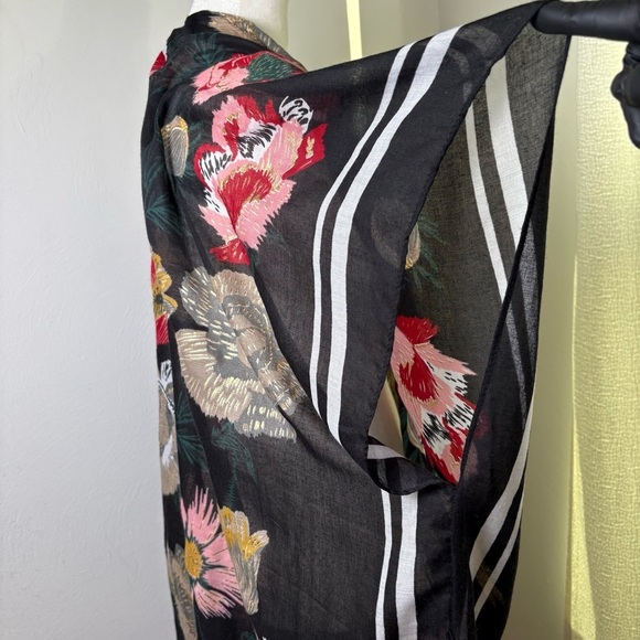 Floral Bohemian Boho Dark Romantic Tropical Kimono Jersey Stripe Wrap Beach - Picture 9 of 14
